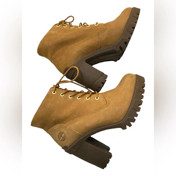 SOLD Timberland Women's Lana High Heel Wheat Leather Boots Size 9 - Picture 5 of 16